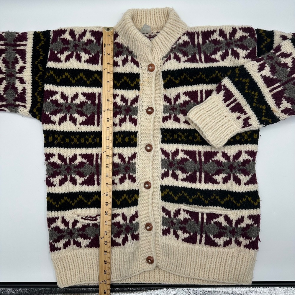 Indian Weavings Vintage 100% Wool Cardigan Sweater Southwestern Mens Large READ - Picture 3 of 8